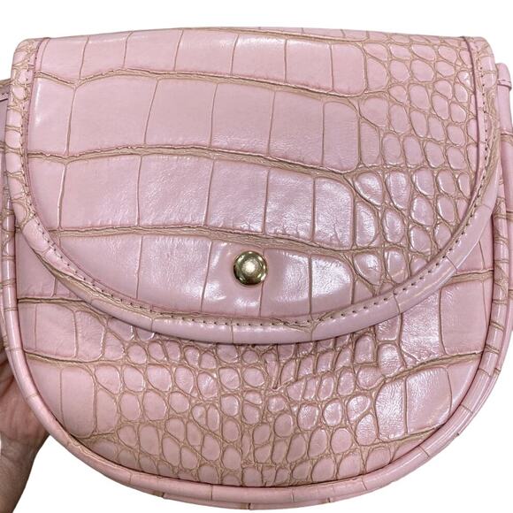 L’Academie Blush Pink Tavi Mini Croc-Embossed Leather CrossBody Bag - Picture 2 of 11